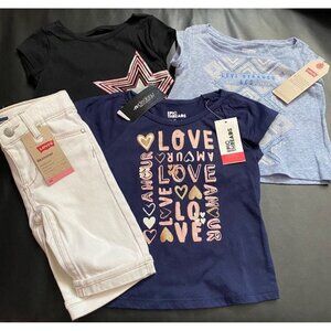 NWT Levi's Shorts & Tees Bundle Girls Size 2T